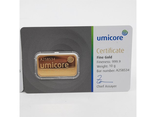 2x goudbaar, 10 gram, umicore - afbeelding 2 van  5