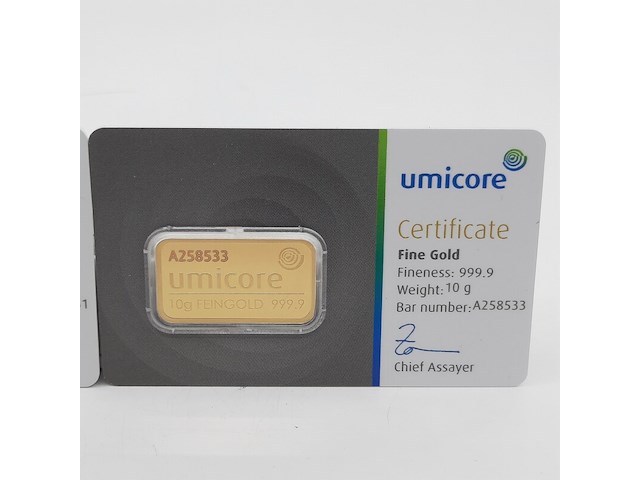 2x goudbaar, 10 gram, umicore - afbeelding 2 van  5