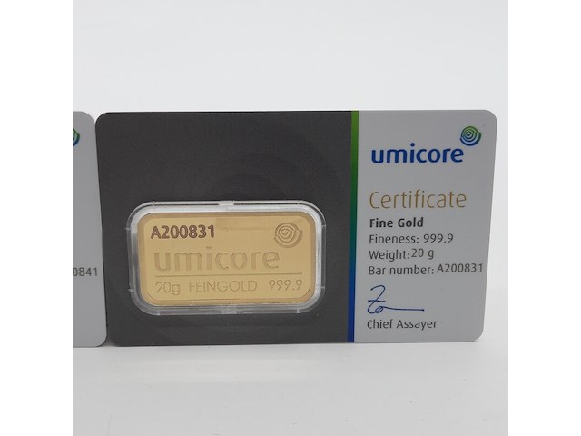 2x goudbaar, 20 gram, umicore - afbeelding 3 van  7