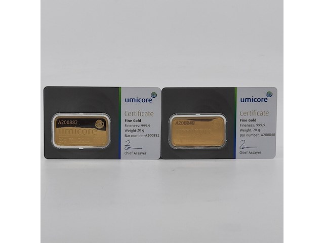 2x goudbaar, 20 gram, umicore - afbeelding 1 van  5