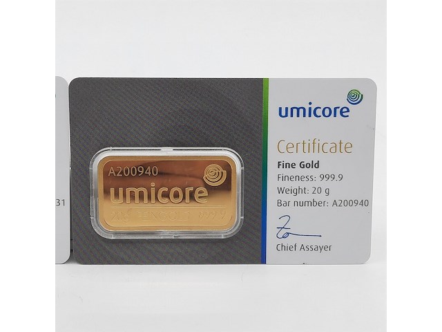 2x goudbaar, 20 gram, umicore - afbeelding 2 van  5