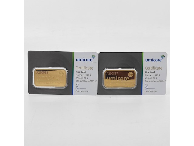 2x goudbaar, 20 gram, umicore - afbeelding 1 van  5