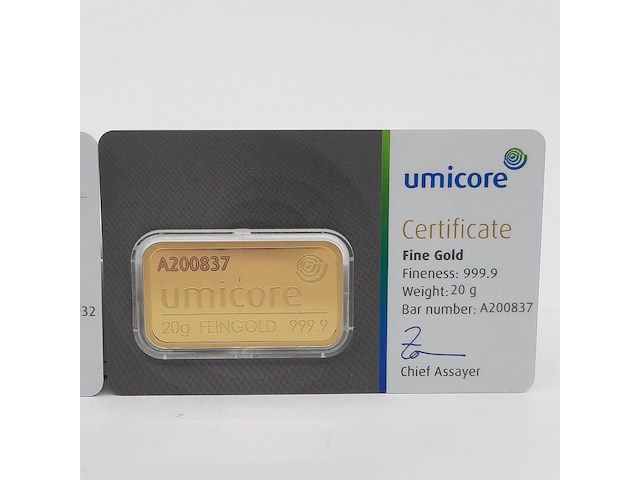 2x goudbaar, 20 gram, umicore - afbeelding 2 van  5