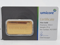 2x goudbaar, 20 gram, umicore - afbeelding 2 van  5
