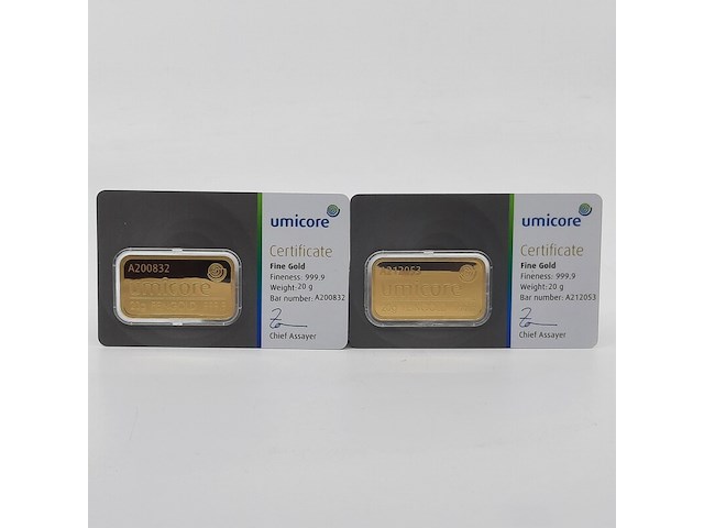2x goudbaar, 20 gram, umicore - afbeelding 1 van  5