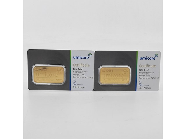 2x goudbaar, 20 gram, umicore - afbeelding 1 van  5