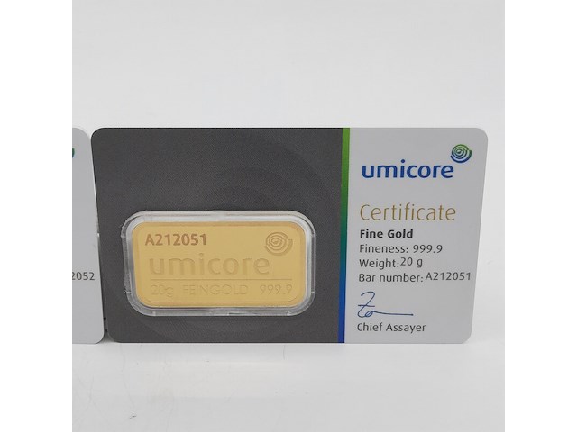 2x goudbaar, 20 gram, umicore - afbeelding 2 van  5