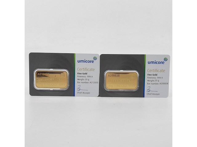 2x goudbaar, 20 gram, umicore - afbeelding 1 van  5