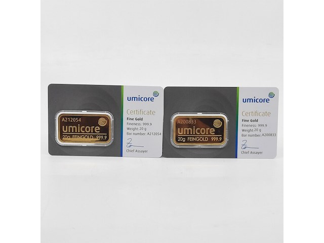 2x goudbaar, 20 gram, umicore - afbeelding 1 van  5