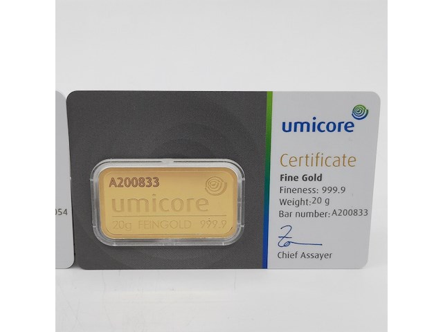 2x goudbaar, 20 gram, umicore - afbeelding 2 van  5