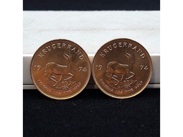 2x gouden munt, south africa, krugerrand, 1974 - afbeelding 1 van  5
