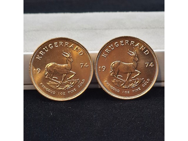 2x gouden munt, south africa, krugerrand, 1974 - afbeelding 1 van  5