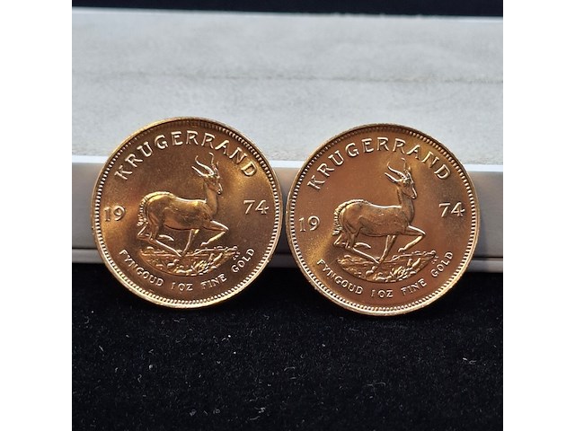 2x gouden munt, south africa, krugerrand, 1974 - afbeelding 1 van  3