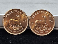 2x gouden munt, south africa, krugerrand, 1974