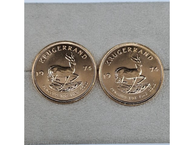 2x gouden munt, south africa, krugerrand, 1974 - afbeelding 2 van  3