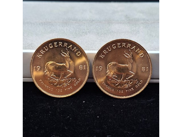 2x gouden munt, south africa, krugerrand, 1981 - afbeelding 1 van  5