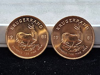 2x gouden munt, south africa, krugerrand, 1981