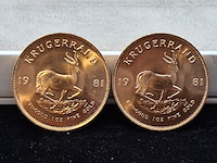 2x gouden munt, south africa, krugerrand, 1981