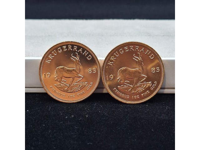 2x gouden munt, south africa, krugerrand, 1983 - afbeelding 1 van  3