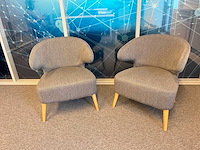 2x grijs gestoffeerde fauteuil - afbeelding 7 van  8