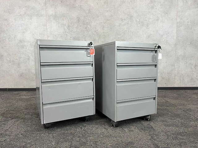 2x grijs, verrijdbaar ladenblok - afbeelding 1 van  7