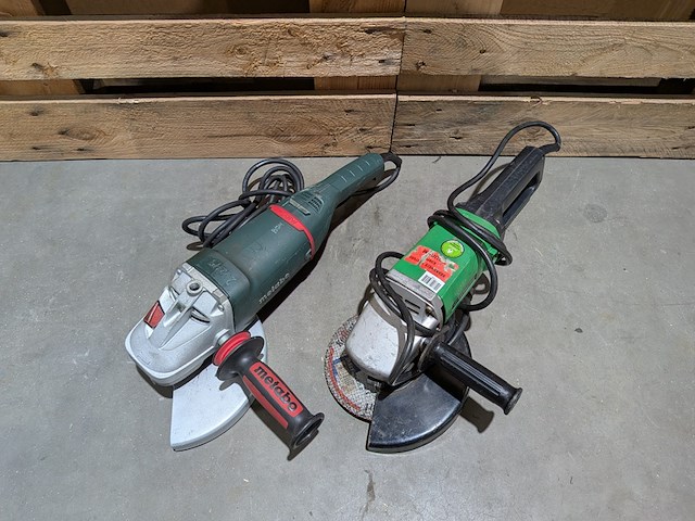 2x haakse slijper, metabo & hitachi, incl. diverse slijpschijven - afbeelding 1 van  13