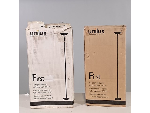 2x halogeen vloerlamp, unilux, first - afbeelding 1 van  7