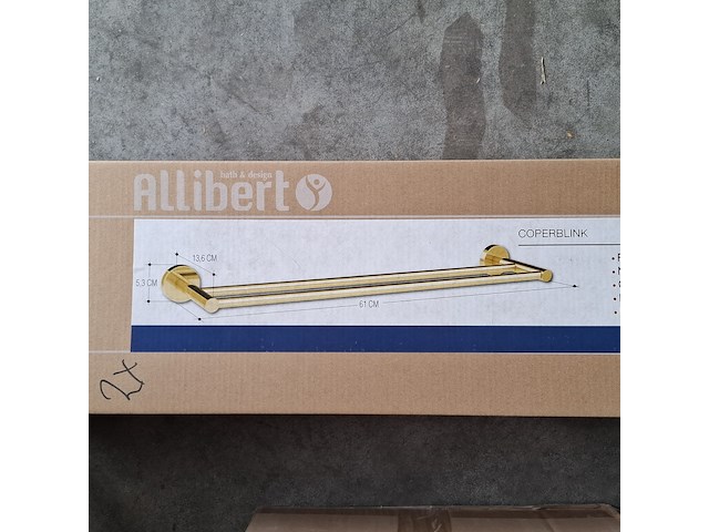 2x handdoekhouder, allibert, kaleo, messing - afbeelding 1 van  3