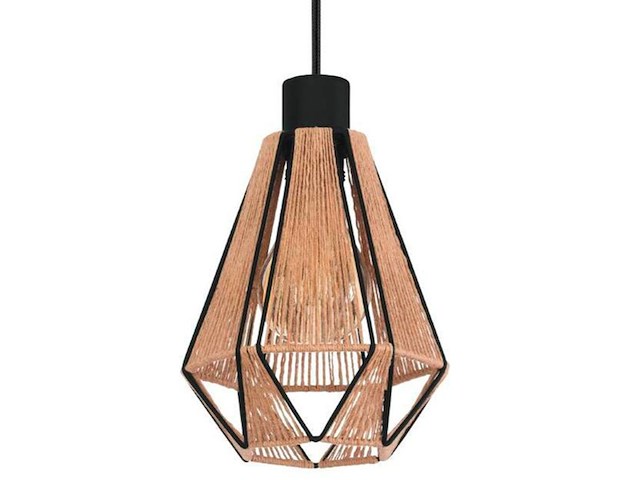 2x hanglamp - e27 - 17 cm eglo, adwickle, zwart/bruin - afbeelding 2 van  3