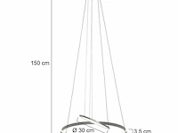 2x hanglamp 60cm met binnenplaat, steinhauer, ringlux 3514st, staal, 2026 - afbeelding 2 van  5
