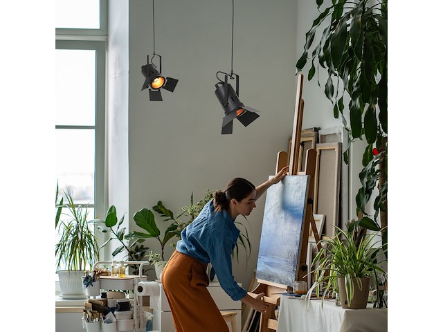 2x hanglamp carree, mexlite, 3379zw, zwart smoke, nieuw in doos - afbeelding 3 van  7