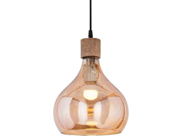 2x hanglamp druppelvorm, amber, 24 x 27 cm - afbeelding 1 van  2