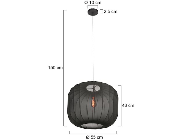 2x hanglamp sable 55cm steinhauer, 4192zw, zwart, bouwjaar 2025, nieuw in doos - afbeelding 3 van  6