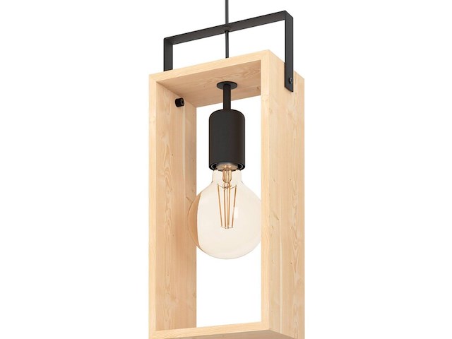 2x hanglampen eglo, famborough, zwart/hout - afbeelding 1 van  3