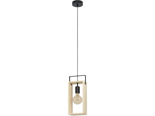 2x hanglampen eglo, famborough, zwart/hout - afbeelding 2 van  3
