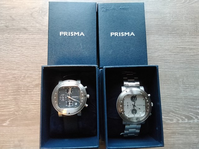 2x herenhorloge met verschillende band prisma - afbeelding 1 van  4