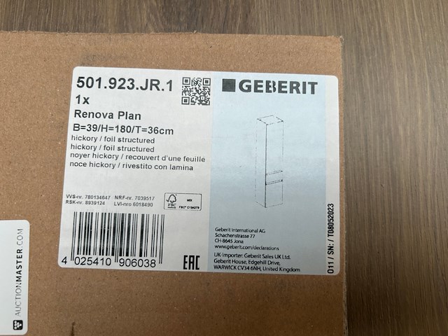 2x hoge kast 2 deuren 1 lade 39x36x180 cm, geberit, renova plan, noten hickory - afbeelding 6 van  6