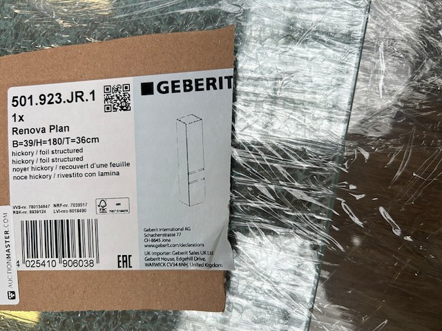 2x hoge kast 2 deuren 1 lade 39x36x180 cm, geberit, renova plan, noten hickory - afbeelding 7 van  7