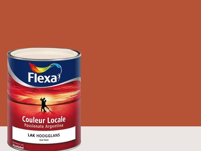 2x hoogglans verf - 0,75 liter flexa, couleur locale, passionate argentina fire 8045 - afbeelding 1 van  2