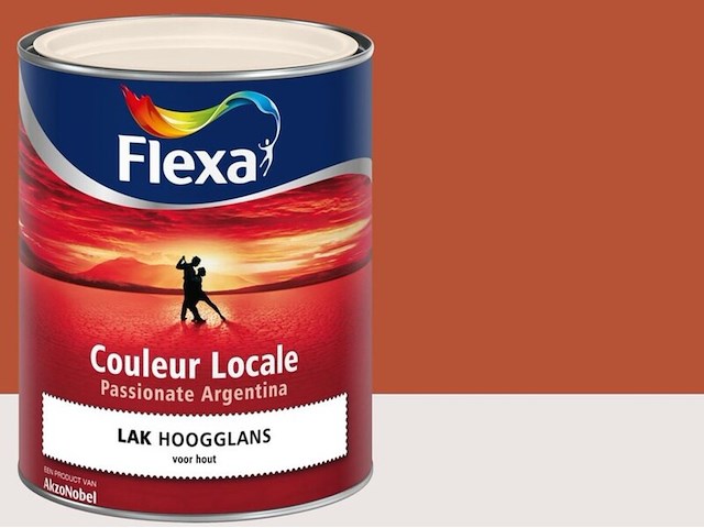 2x hoogglans verf - 0,75 liter flexa, couleur locale, passionate argentina fire 8045 - afbeelding 2 van  2