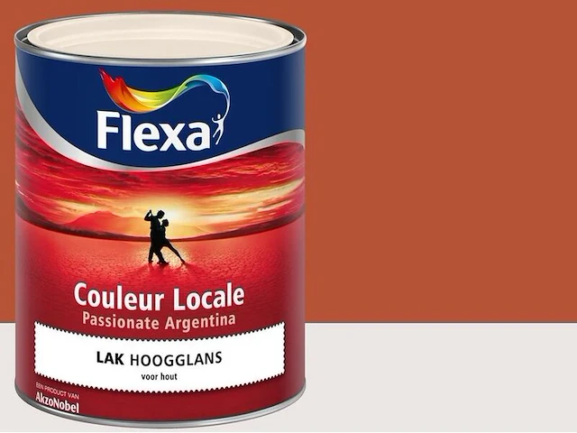 2x hoogglans verf - 0,75 liter flexa, couleur locale, passionate argentina fire 8045 - afbeelding 2 van  2