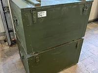 2x houten opbergkisten / legerkisten, legergroen, 70,5 × 51,5 × 41,5 cm per stuk | stapelbaar