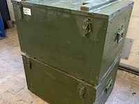 2x houten opbergkisten / legerkisten, legergroen, 70,5 × 51,5 × 41,5 cm per stuk | stapelbaar - afbeelding 2 van  4