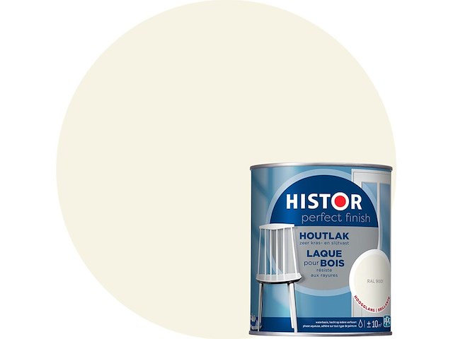 2x houtlak, histor, perfect finish, ral 9001 - wit, hoogglans 2.5l - afbeelding 2 van  2