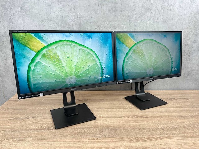 2x iiyama prolite - 24" monitor op voet - dp, hdmi, vga, usb - afbeelding 1 van  17