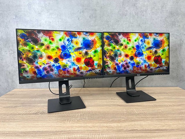 2x iiyama prolite - 24" monitor op voet - hdmi, dp, usb-c - afbeelding 1 van  11