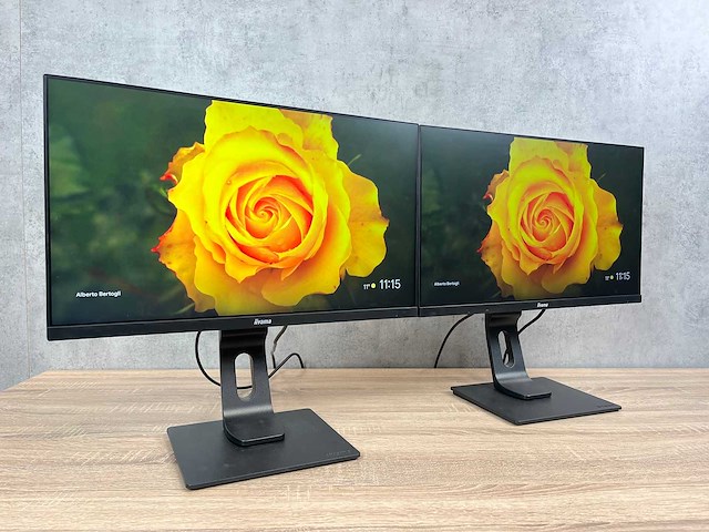 2x iiyama prolite - 24" monitor op voet - hdmi, dp, vga - afbeelding 1 van  6
