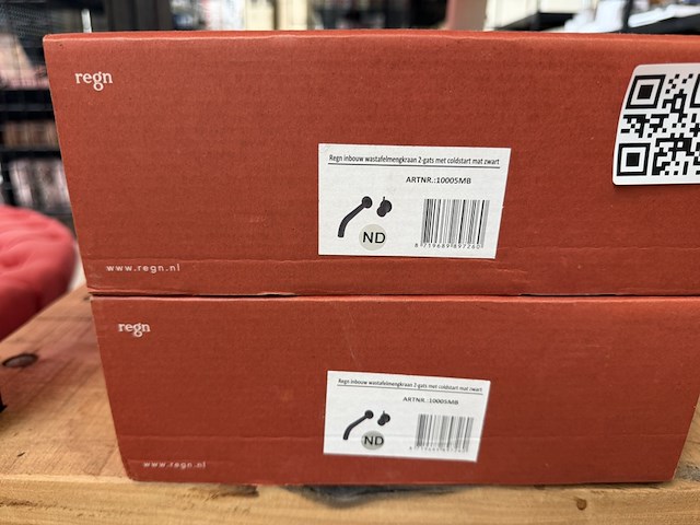 2x inbouw wastafelmengkraan 2-gats met coldstart mat zwart regn - afbeelding 3 van  3