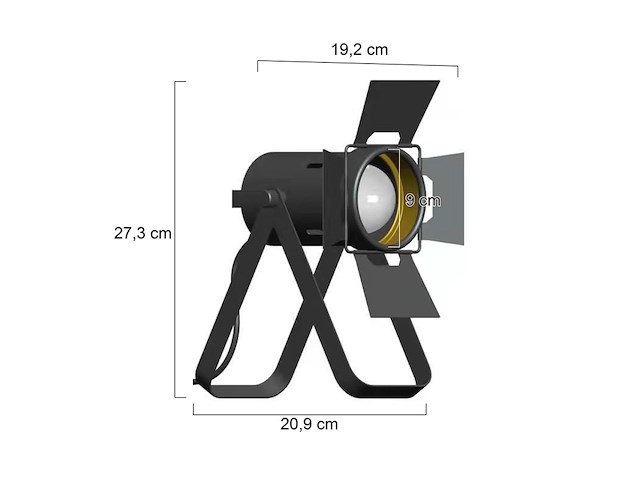 2x industriële tafellamp met e27 fitting, mexlite, carré 3380zw, zwart, 2026 - afbeelding 3 van  5