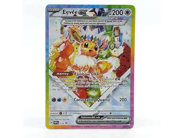 2x kaart, pokémon, eevee ex svp en 174 promo rainbow dna, 2025 - afbeelding 2 van  9